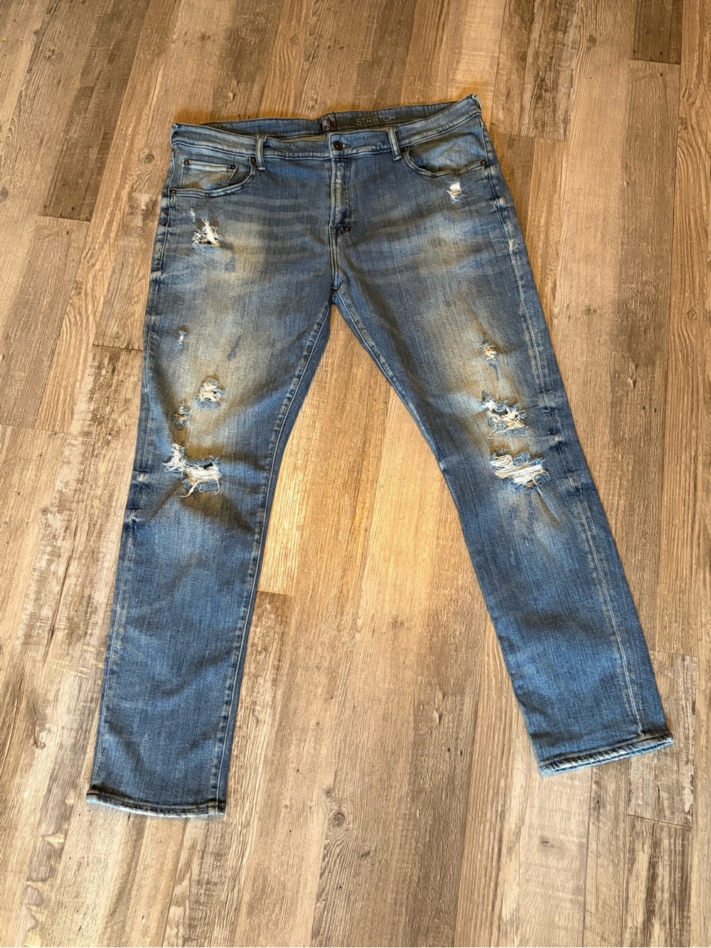 PRPS Men’s Distressed Light Blue Slim Straight Jeans